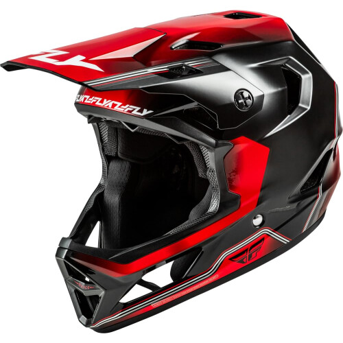 Casco da Bicicletta Fly Racing Rayce MTB/BMX (Nero/Rosso, Giovanile Piccolo)