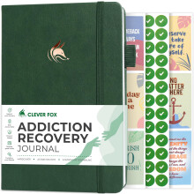 Clever Fox Diario di Recupero da Dipendenze - Pianificatore e Workbook - Diario Quotidiano per la Sobrietà, A5 (Verde Scuro)