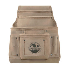 Graintex SS2460 Funda de herramientas de 10 bolsillos en cuero de ante beige