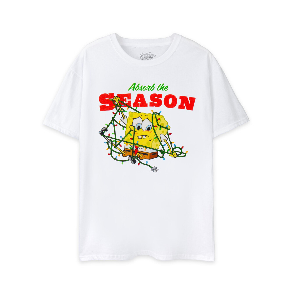 Spongebob Squarepants (X-Large) Short Sleeved T-Shirt (Unisex White)