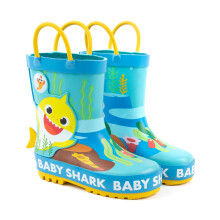 (5 UK Child) Baby Shark Wellington Boots with Handles (Boys Blue)