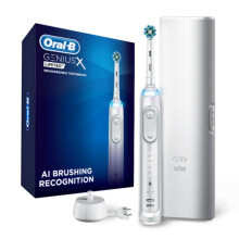 Spazzolino Elettrico Ricaricabile Oral-B Genius X Limited con 1 Testina Sostitutiva, Custodia da Viaggio, Bianco