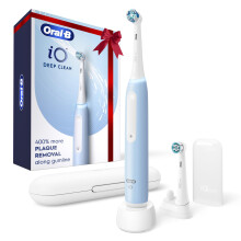 Spazzolino Elettrico Ricaricabile Oral-B iO Deep Clean, Blu Ghiaccio, 2 Testine e Custodia da Viaggio
