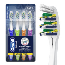 Oral-B Zahnbürste, Vibrations-Plaque-Entferner Pulsar, Batterie, Weich, 4 Stück
