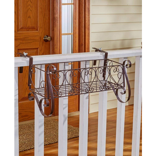 Dekorativer Eisen Scrollwork Balkonpflanzer für Blumen, Kräuter - Groß