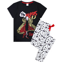 (Medium) Disney 101 Dalmatians T-Shirt and Lounge Pants (Womens Black)