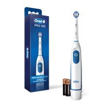 Oral-B Pro 100 3D White, Spazzolino Elettrico a Batteria, Bianco