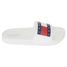 (10 UK, White) Tommy Jeans Mens Flag Logo Moulded Footbed Sliders