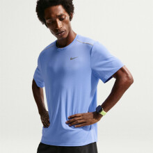(L, Light Blue) Nike Mens Miler Swoosh Reflective Detail T-Shirt