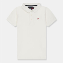 (14-15 Years, White/Red) Farah Boys Bugsworth Embroidered Short-Sleeved Polo Shirt