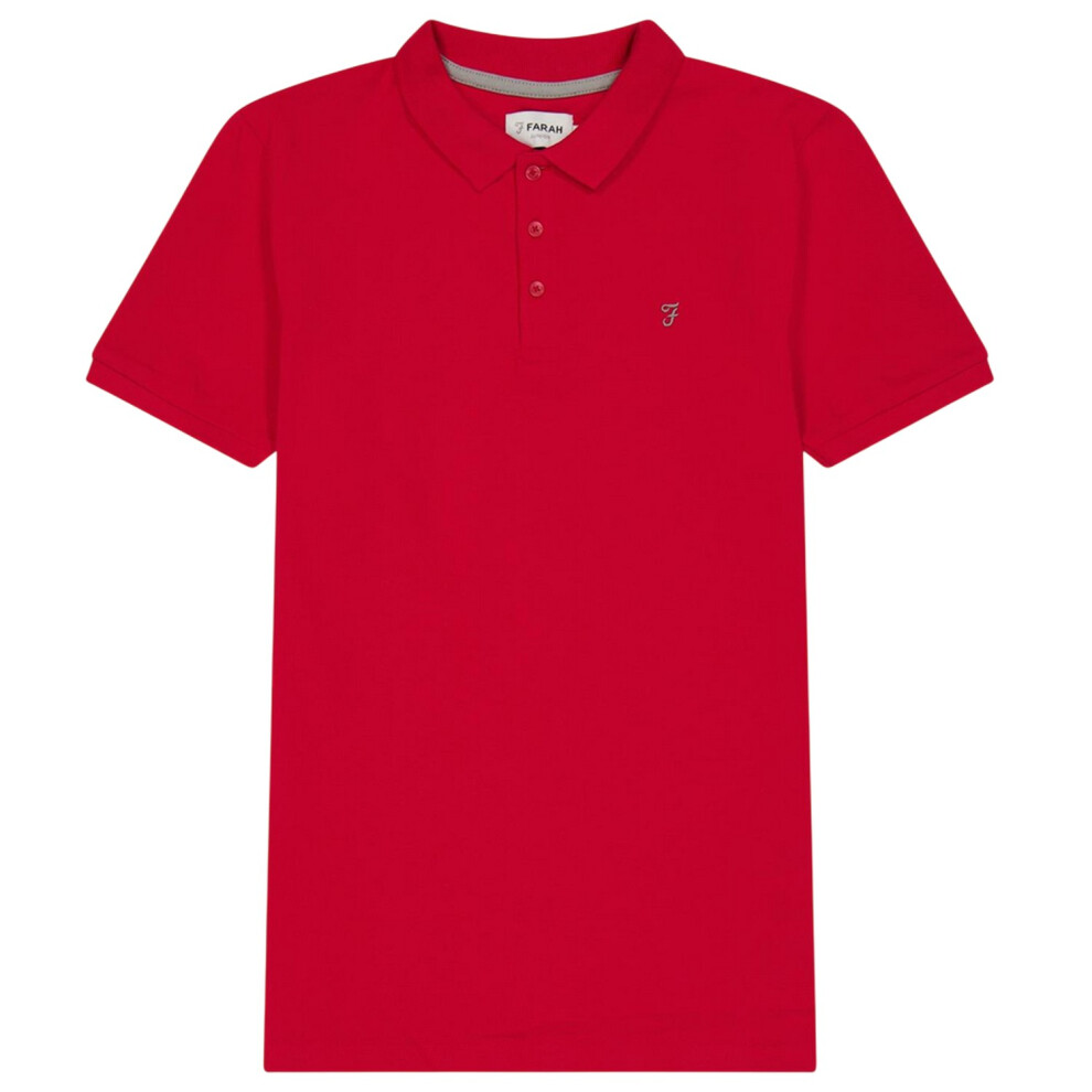Farah (14-15 Years, Red) Boys Bugsworth Embroidered Short-Sleeved Polo Shirt