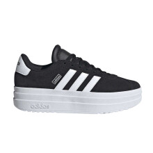 (5 UK, Black/White) Adidas Girls Court Bold 3 Stripes Leather Platform Trainers