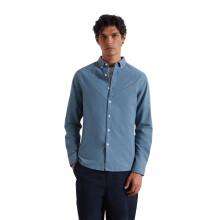 (S, Chalk Blue) Farah Mens Vintage Oxford Long-Sleeved Button-Down Shirt
