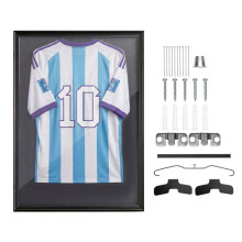 Cadre pour Maillot de Sport 71,8x92,5 cm-Duoku-Lot de 2 Vitrines Noires, Adapté Football, Rugby, Basket, Hockey, Inclus un Cintre