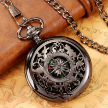 (Silver) Compass Pocket Watch for Outdoor Climbing with Flip-Open Design