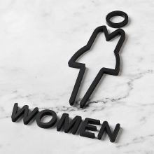 Panneaux WC noirs, plaques d'adresse 3D, panneaux pour toilettes hommes et femmes, immeubles de bureaux