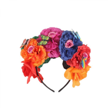 Couronne de fleurs pour la Fête des Morts, accessoire de cosplay en tissu multiple (1 ensemble)