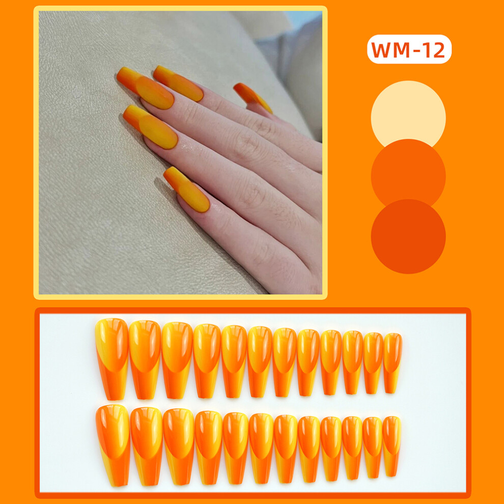 Roc-Electron (Jelly Glue Model) 24Pcs Orange Jade False Nails For Women