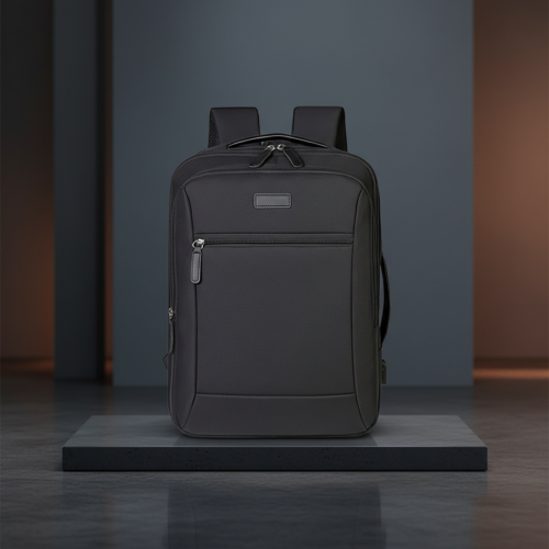 (Black) Men\'s Waterproof Nylon Laptop Backpack