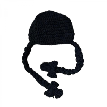 Handgestrickte Baby-Mädchen-Perücke, Baby-Perücke, Zopfmütze, Häkelmütze, Foto-Requisite, modischer, hübscher Kopfschmuck, schwarz