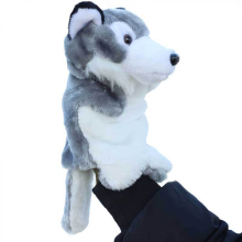 Eine (graue Wolfs-, 25 cm hohe) Kinderhandpuppe, Deluxe-Plüschpuppe für Theater, Rollenspiele, Mitgebsel für Kindergeburtstage, Pa