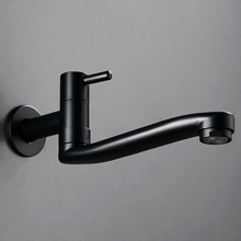 Zwarte wandkraan voor koud water, geschikt voor wasmachine, dweil, zwembad en tuin (31 cm)