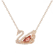 Roze Zwaan Ketting van Titanium Staal met Roségouden Diamanten Sleutelbeenketting, Cadeau voor Meisjes NieuwH