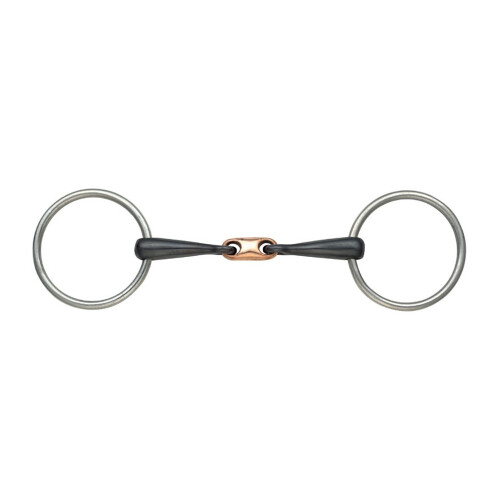 (5.5in, Black/Silver) Shires Copper Lozenge Horse Snaffle Bit
