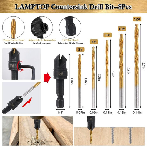 28 Pcs Woodworking Chamfer Drilling Tools, Including Countersink Bit, Wood Plug Cutter Drill Bit Set 2