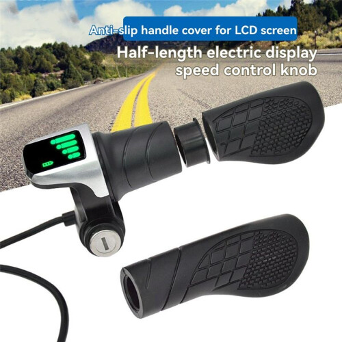 Twist Grip Throttle with LCD Display (Power Indicator) & Key Lock for E-Bikes/Scooters/Motorcycles 48V 1