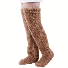 Calcetines calentadores térmicos para piernas, color marrón claro, para invierno, cómodos, 1 par.