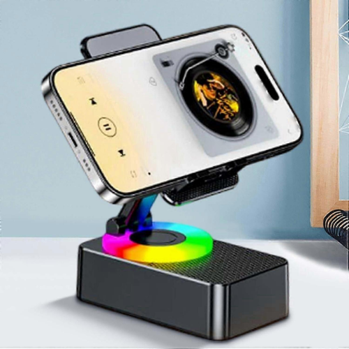 360 Rotatable Wireless Induction Speaker for Travel and Camping Black 2