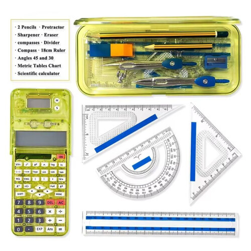 Luxmoc Multi-Function Scientific Calculator Transparent Pencil Case  Display Scientific Function Calculator Yellow 2