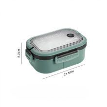 1200ml Bento Lunch Box Double Layer Insulated Container with Fork and Spoon for Students and Office Workers Green