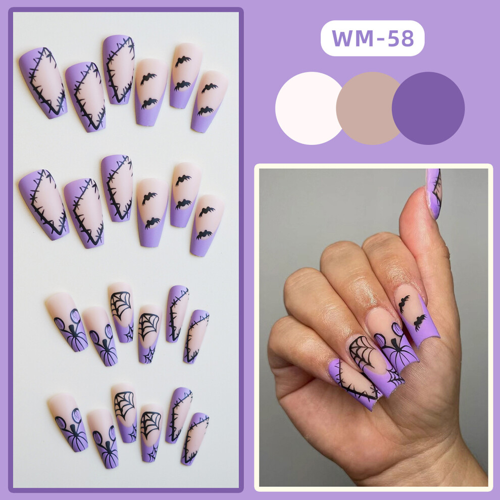 Zhouq-Outdoors (Jelly Glue Model) Halloween Press-On Nails For Women - Reusable