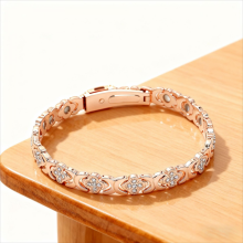 Bracciale in oro rosa - Gioiello di lusso alla moda, bracciale rigido minimalista e lucido, elegante accessorio da donna, idea reg