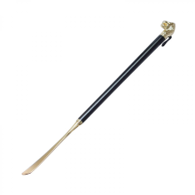 Calzascarpe in ottone con manico lungo, pratico accessorio per scarpe, colore nero, 58 cm.