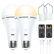 Lampadina ricaricabile con telecomando, lampadina intelligente RGB da 8 W con cambio colore, 9+3 temperature di colore, attacco E2