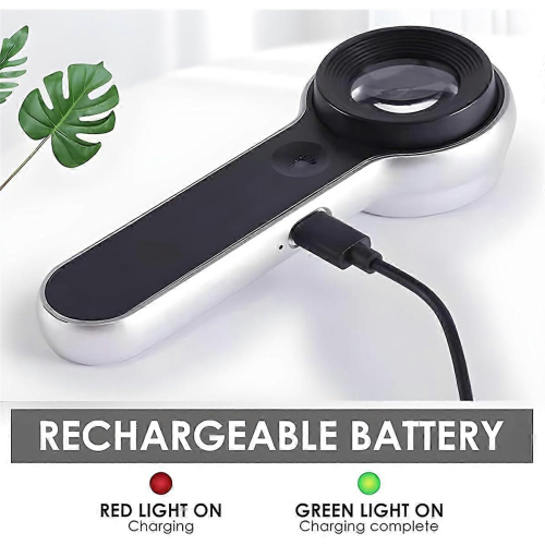 Μεγεθυντικός φακός χειρός 60x με φώτα UV και LED, επαναφορτιζόμενος USB με φωτισμό 2