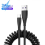 2pces USB to Type-C 1.5m Spring Telescopic Mobile Phone Fast Charging Data Cable 2
