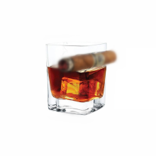 Whiskey Glass with Cigar Holder with Built-in Cigar Rest,Hand-for Cigar Cigarette Lovers Old Fashion Ultra Clear 1pcs