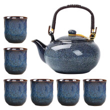 Japanse stijl 7-delige keramische theeset voor thuisgebruik. Ergonomische theepot met handvat. Gezellig theemoment.