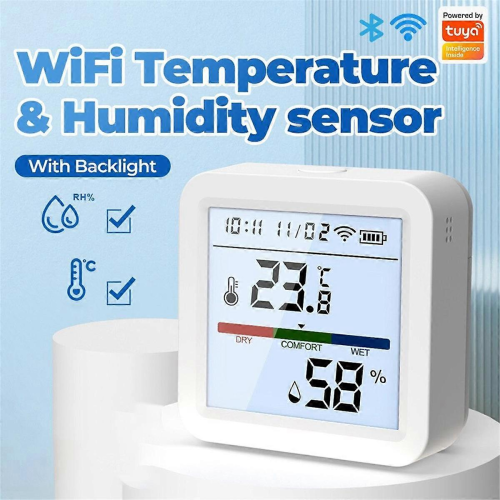 Tuya WiFi Temperature Humidity Sensor Smart Life Backlight Hygrometer Thermometer Sensor Support for Alexa 2