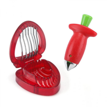 Fruit Slicer Set, Berries Dried Leaves Gem Remover For Removing Fruit Peeling Tools Kitchen Accessories Red
