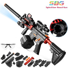 (Black) M416 Gel Balls Blaster, Automatic Toys [7.4v High Speed] with Bullet Clip, Drum, Holographic Scope. Christmas & Helloween Gifts!