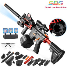 (Black+Target) M416 Gel Balls Blaster, Automatic Toys [7.4v High Speed] with Bullet Clip, Drum, Holographic Scope. Christmas & Helloween Gifts!