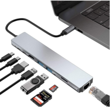 Adaptér Hub USB, 8 v 1 príslušenstvo pre Mac, USB adaptér 4k HDMI, Ethernet, 2 USB 3.0, čítačka SD/TF kariet