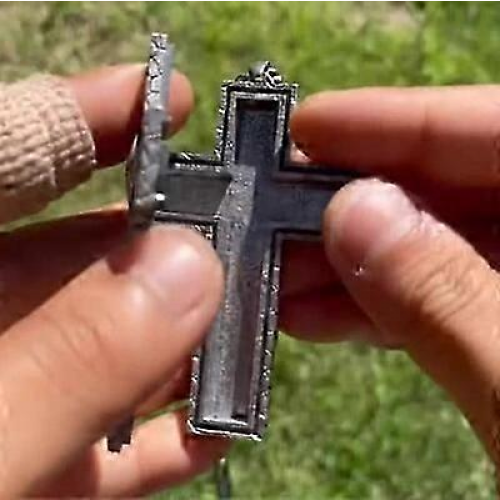 Collier pendentif croix avec compartiment secret (lot de 2), 1