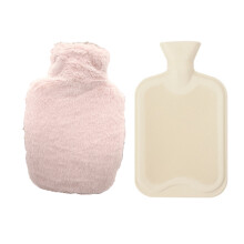 Bolsa de água quente de borracha natural à prova de explosão, com boca larga para enchimento fácil e seguro e capa removível e lavável de pele