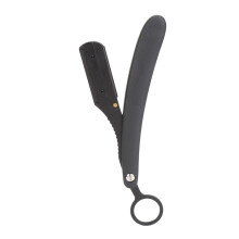 Navalha de barbear estilo vintage com lâmina reta, feita em aço inoxidável durável, design ergonômico, cabo dobrável, empunhadura
